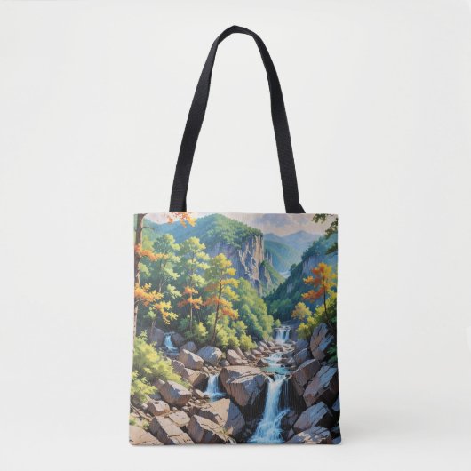 Serene Mountain Waterfall Landschaft Tasche (Vorderseite)