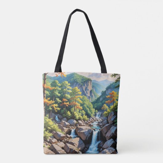 Serene Mountain Waterfall Landschaft Tasche (Rückseite)