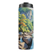 Serene Mountain Waterfall Landschaft Thermosbecher (Vorderseite)