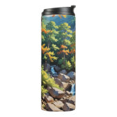 Serene Mountain Waterfall Landschaft Thermosbecher (Nach links gedreht)
