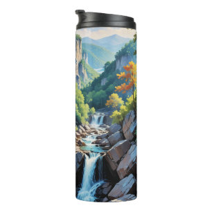 Serene Mountain Waterfall Landschaft Thermosbecher