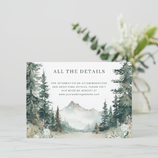 Serene Mountain Wedding Begleitkarte (Stehend Vorderseite)