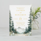 Serene Mountain Wedding Folieneinladung (Stehend vorne)