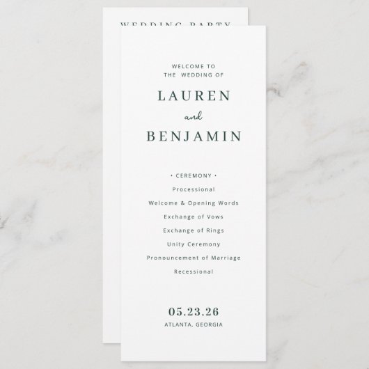 Serene Mountain Wedding Programm (Vorne/Hinten)