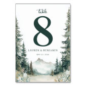 Serene Mountain Wedding Tischnummer (Vorderseite)