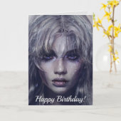 Serene Mystical Dark Fantasy Female Portrait Karte (Gelbe Blume)