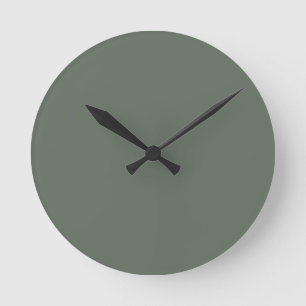 Serene Nature Dark Green Solid Color Single Shade Runde Wanduhr