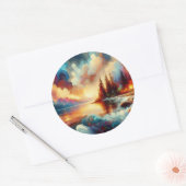 Serene Nature: Handgemachte Kunst Runder Aufkleber (Umschlag)
