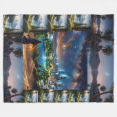 Serene Nature to Futuristic Desert Oasis Fleecedecke (Vorderseite (Horizontal))