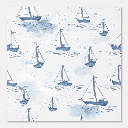 Serene Navy Blue Sailing Boote Muster Tapete (Vorderseite)