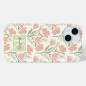 Serene Neutral Florals Mit Monogramm Case-Mate iPhone Hülle (Rückseite (Horizontal))