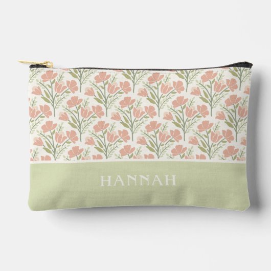 Serene Neutral Florals Mit Monogramm Zubehörtasche (Vorderseite)