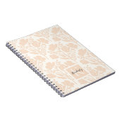 Serene Neutral Peachy Pink Florals Mit Monogramm Notizblock (Rechte Seite)