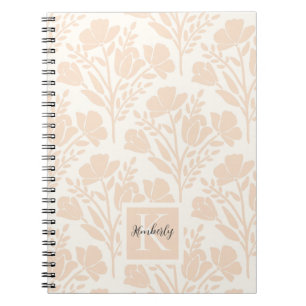 Serene Neutral Peachy Pink Florals Mit Monogramm Notizblock