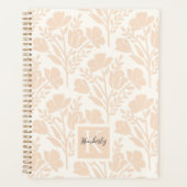 Serene Neutral Peachy Pink Florals Mit Monogramm Planer (Vorderseite)