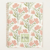 Serene neutrale Blumen mit Monogramm Planer (Vorderseite)