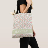 Serene Neutrale Blumen mit Monogramm Tasche (Von Nahem)