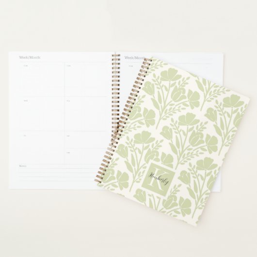 Serene Neutrale Blumen Monogramm Planer (Anzeige)