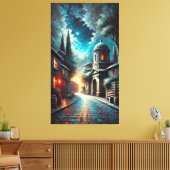 Serene Night Refugium - Eine malerische Stadtfluch Leinwanddruck (Insitu (Wohnzimmer))