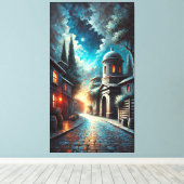 Serene Night Refugium - Eine malerische Stadtfluch Leinwanddruck (Insitu (Holzboden))