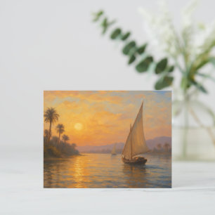 Serene Nile Journey Golden Egypten Postcard Postkarte
