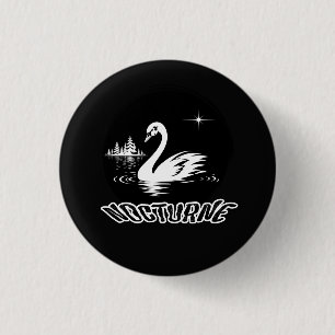 Serene Nocturne Schwanensee Ästhetik Pop Art Button