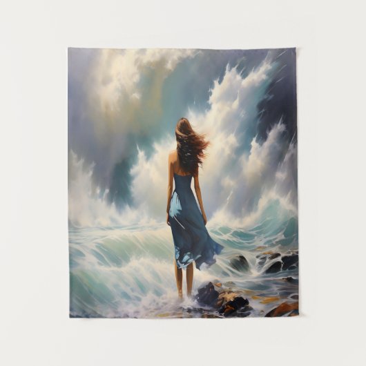Serene Ocean Escape - Küstenart Wandteppich (Vorderseite)