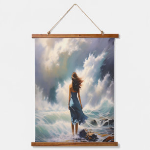 Serene Ocean Escape - Küstenart Wandteppich Mit Holzrahmen