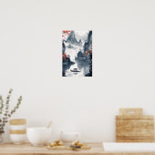 Serene Ocean Sunset View - Nautical Boat Poster (Küche)