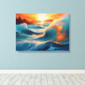 Serene Ocean Waves bei Sonnenaufgang Leinwanddruck (Insitu (Holzboden))