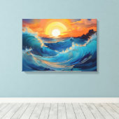 Serene Ocean Waves bei Sonnenaufgang Leinwanddruck (Insitu (Holzboden))