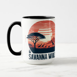 Serene Orange Retro Giraffe Savanna Wilds Tasse