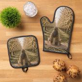 Serene Orchard Oven Mitt & Pot Holder Set | Romant (Oben Unten)