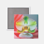 Serene Orchideenblume mit "Danke"-Text Magnet (Vorderseite/Rückseite)