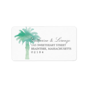 Serene Palm Tree Watercolor Anschrift Adressaufkleber