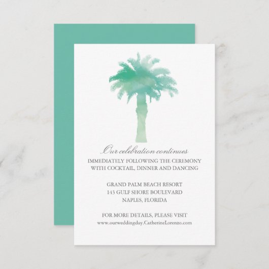 Serene Palm Tree Watercolor | EMPFANG Einladung (Vorne/Hinten)