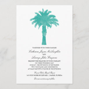 Serene Palm Tree Watercolor   Hochzeit Einladung