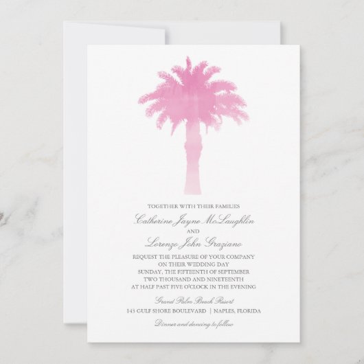 Serene Palm Tree Watercolor | Hochzeit Einladung (Vorderseite)