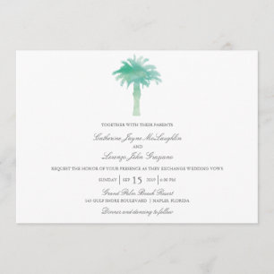 Serene Palm Tree Watercolor   Hochzeit Einladung
