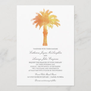 Serene Palm Tree Watercolor   Hochzeit Einladung