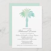 Serene Palm Tree Watercolor | Hochzeitsfeier Probe Einladung (Vorne/Hinten)