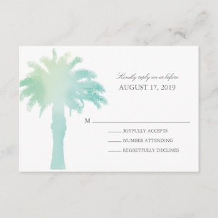 Serene Palm Tree Watercolor   HochzeitsrSVP RSVP Karte