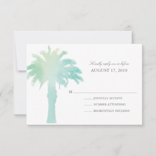 Serene Palm Tree Watercolor | HochzeitsrSVP RSVP Karte (Vorderseite)