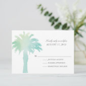 Serene Palm Tree Watercolor | HochzeitsrSVP RSVP Karte (Stehend Vorderseite)