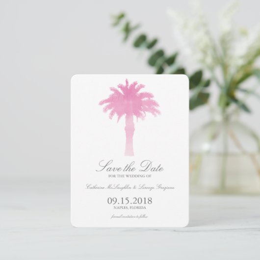 Serene Palm Tree Watercolor | SAVE THE DATE (Stehend Vorderseite)