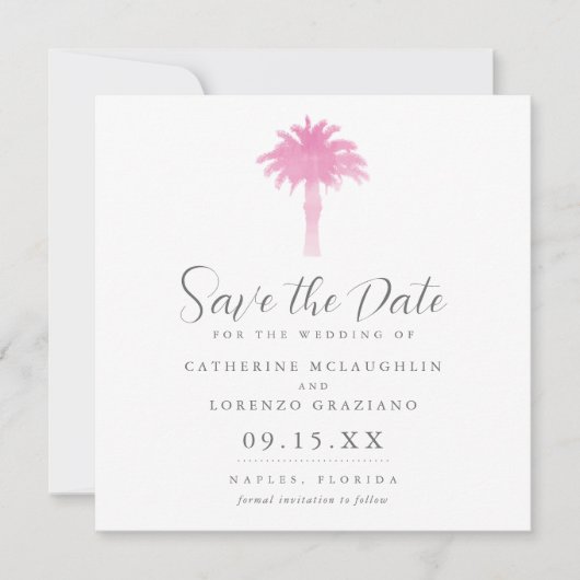 Serene Palm Tree Watercolor | SAVE THE DATE (Vorderseite)