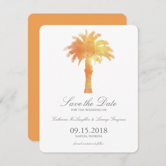 Serene Palm Tree Watercolor | SAVE THE DATE (Vorne/Hinten)