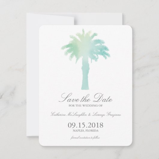 Serene Palm Tree Watercolor | SAVE THE DATE (Vorderseite)