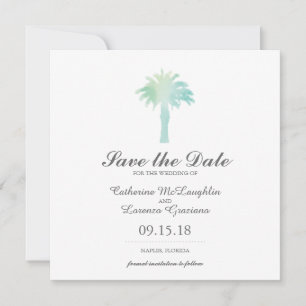 Serene Palm Tree Watercolor SAVE THE DATE