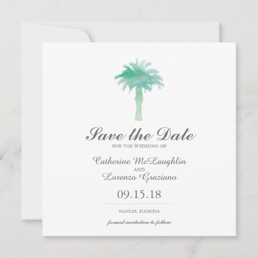 Serene Palm Tree Watercolor | SAVE THE DATE (Vorderseite)